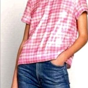 J Crew Multi Colored pink plaid Sequin Top